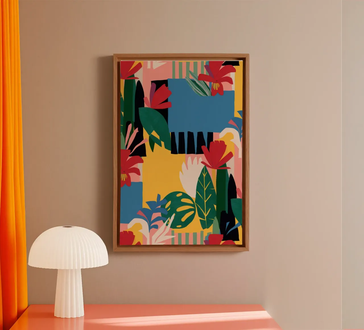 Gefragmenteerde bloemenharmonie canvas met Baklijst van Bara Suara