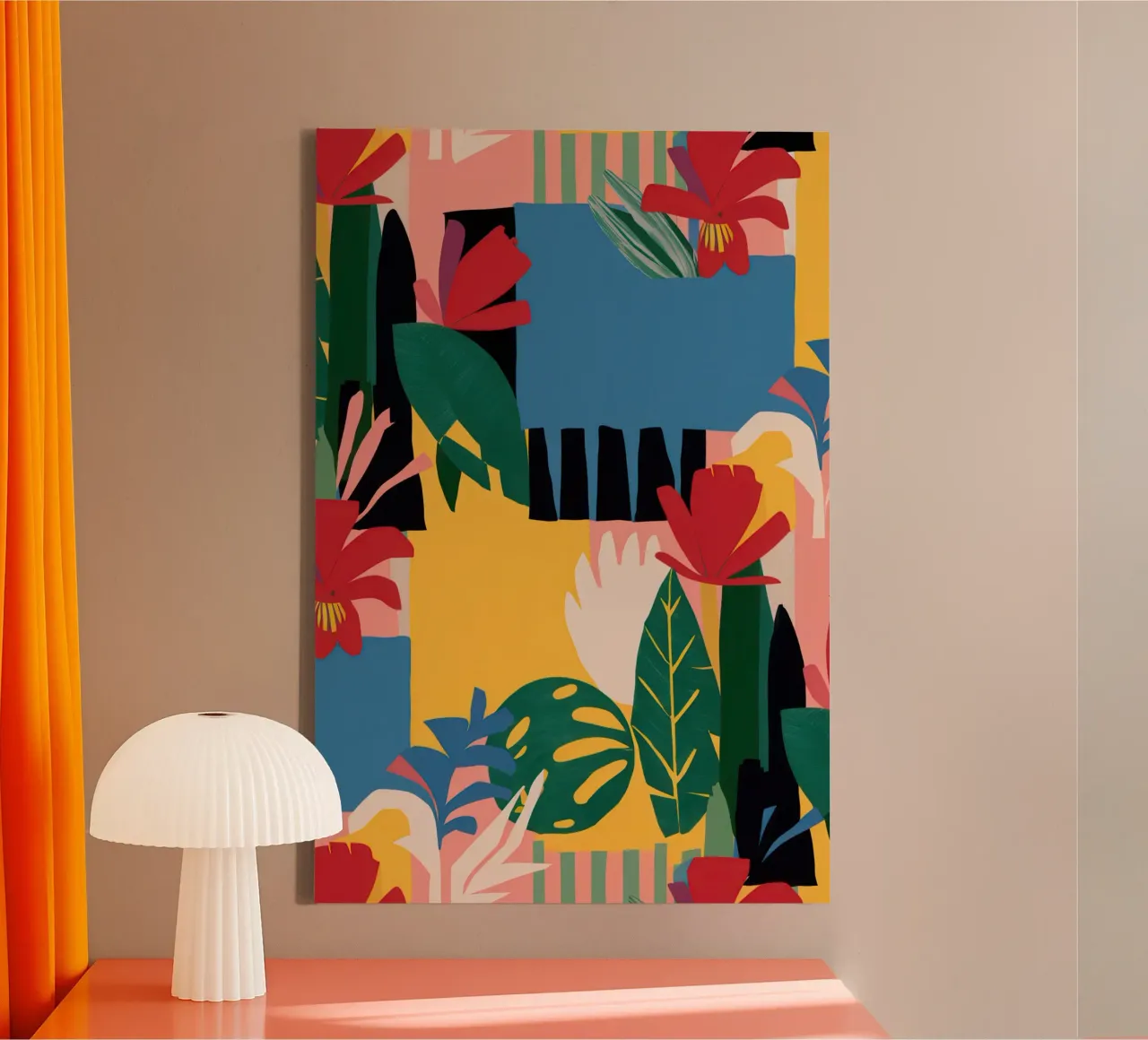 Gefragmenteerde bloemenharmonie canvas met Baklijst van Bara Suara