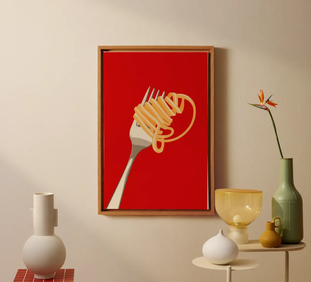 Una forchettata di spaghetti tela con Cornice a cassetta da Bruce Juice