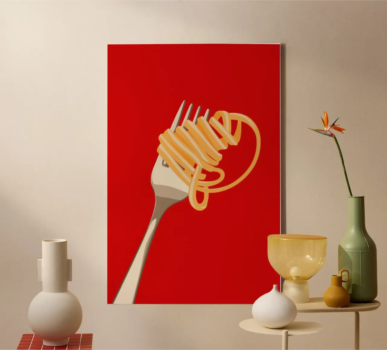 Una forchettata di spaghetti tela con Cornice a cassetta da Bruce Juice