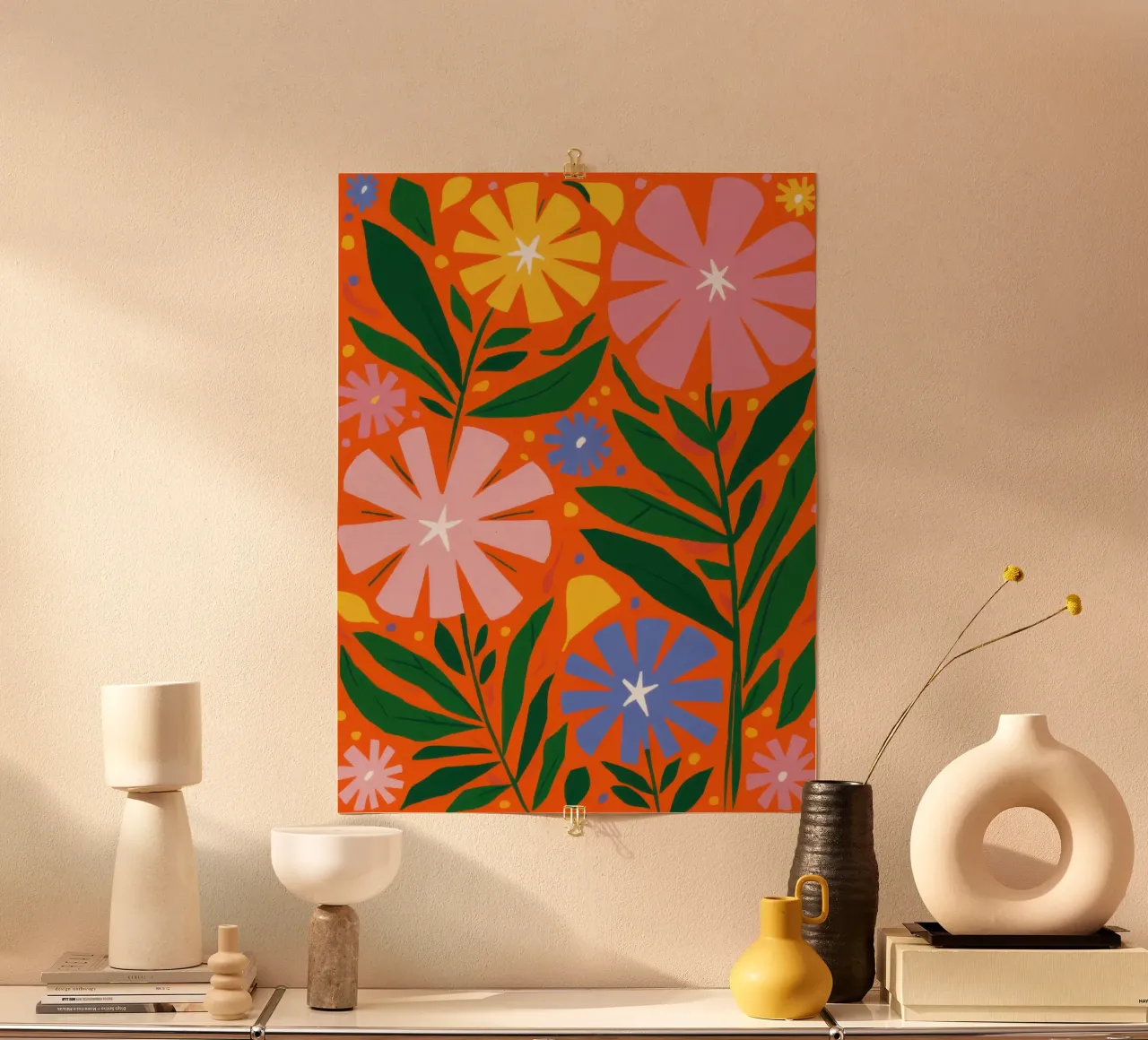 Giubileo di fiori d'arancio poster con telaio in legno da Bara Suara