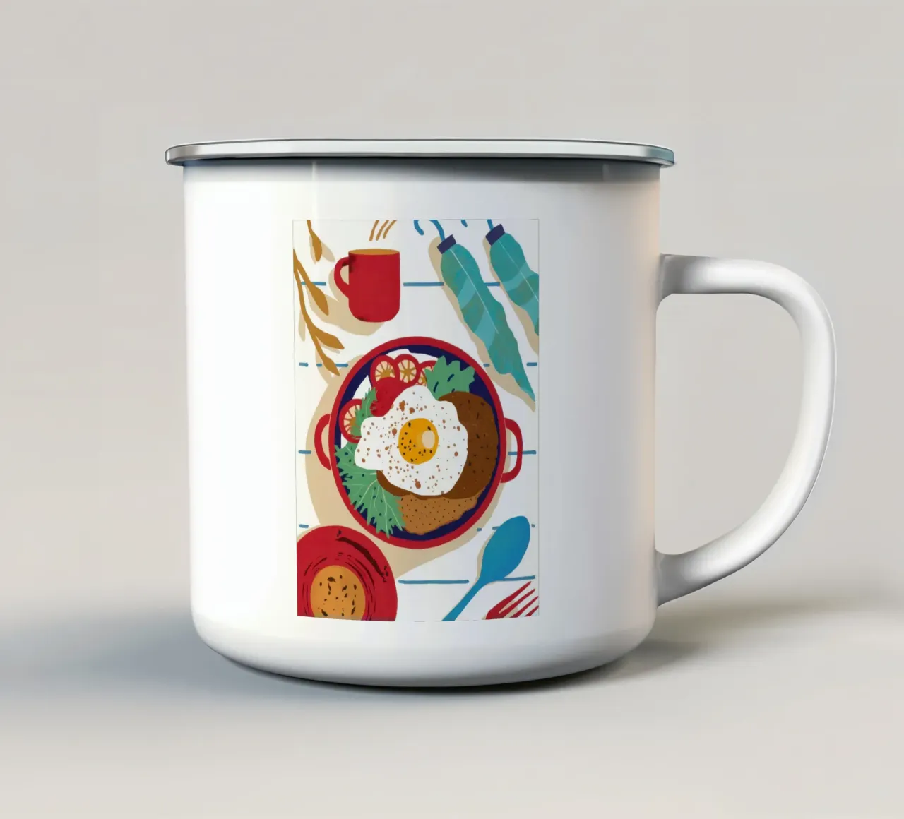 Colazione con piatto unico tazza in smalto da Snow Mist