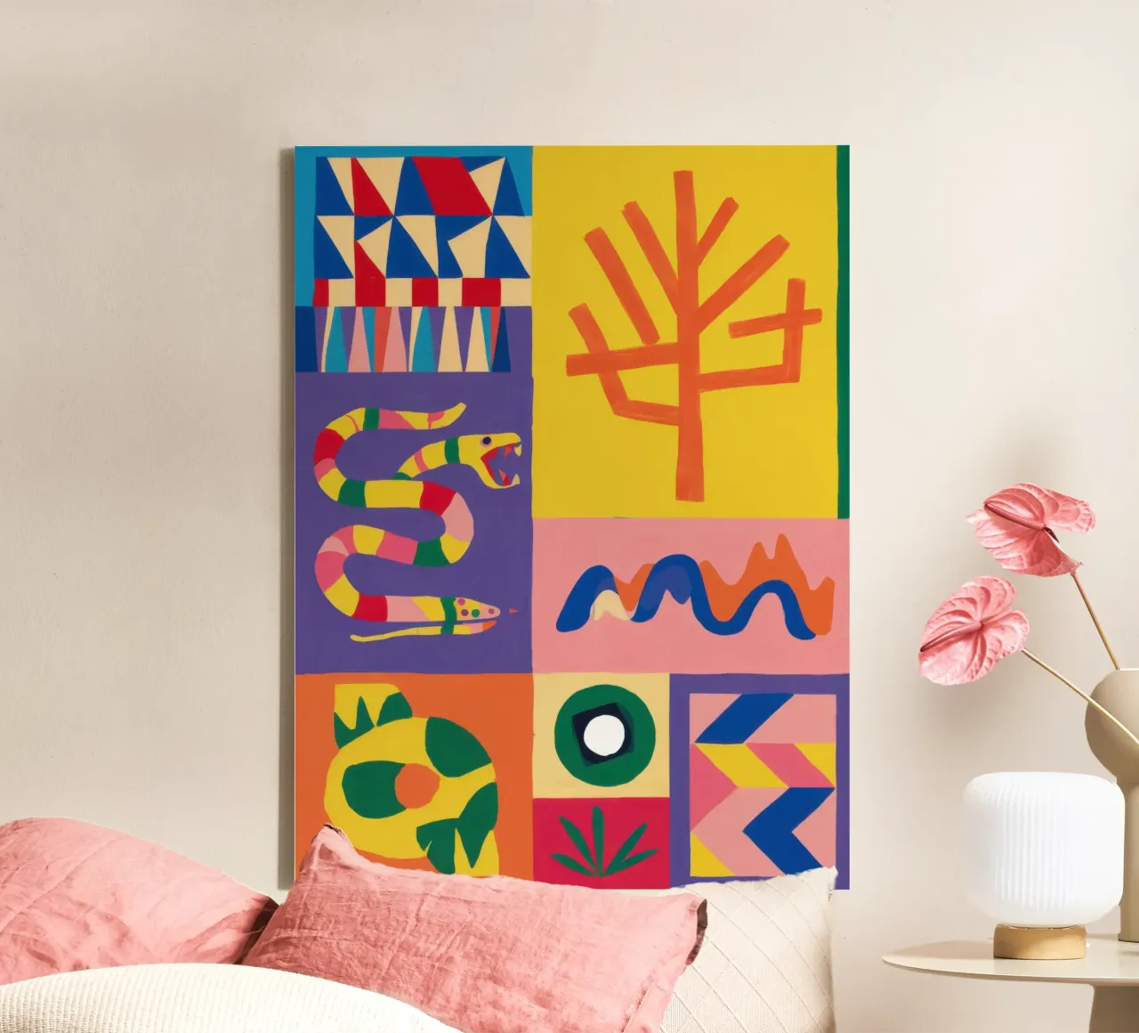 Chromatisch raster canvas van Bara Suara