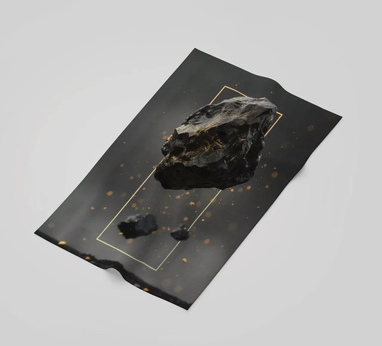 Black Rock golden rectangle beach towel by LeDieg