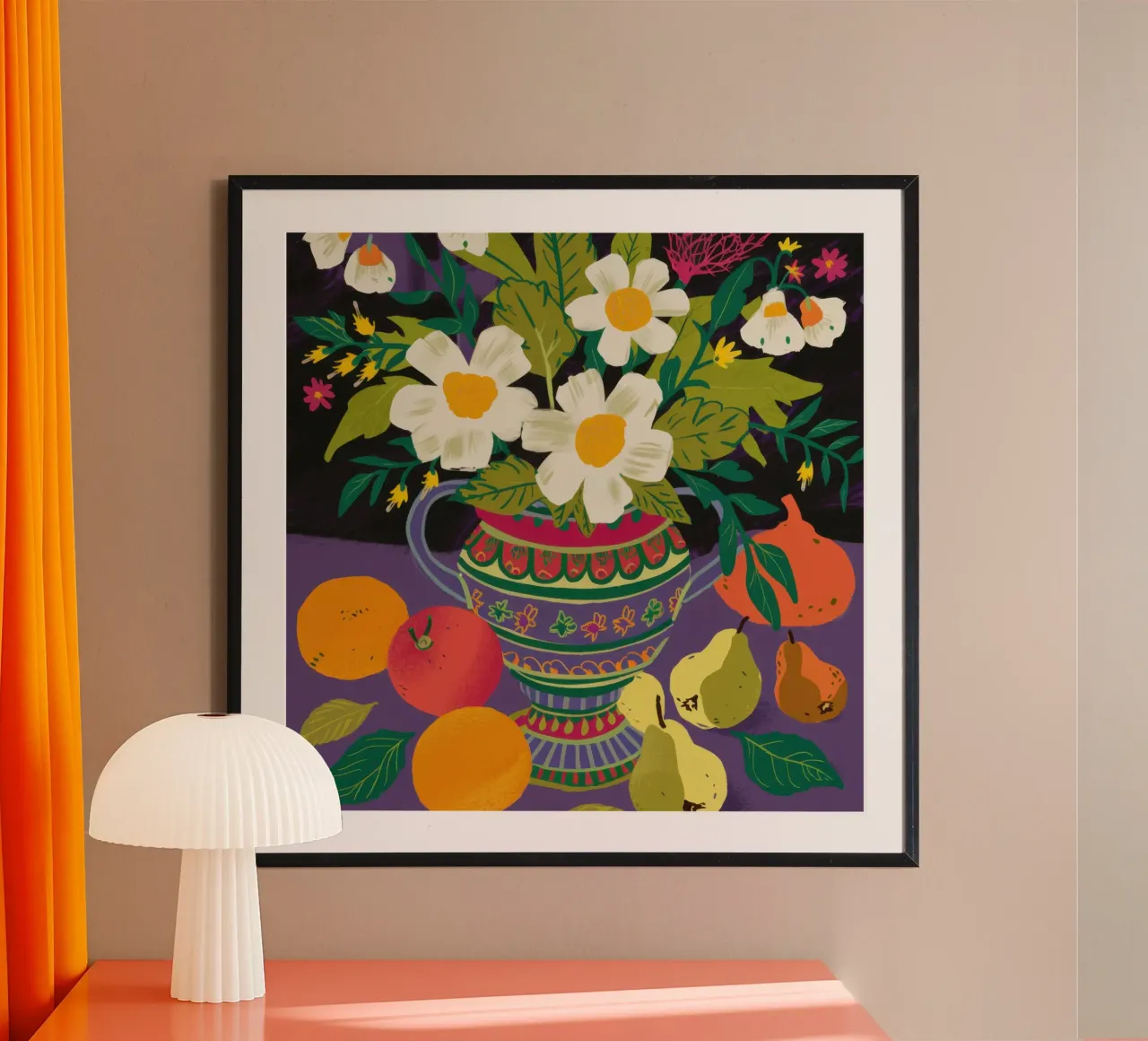 Bouquet di frutta generoso poster con telaio in alluminio da Astra Mist