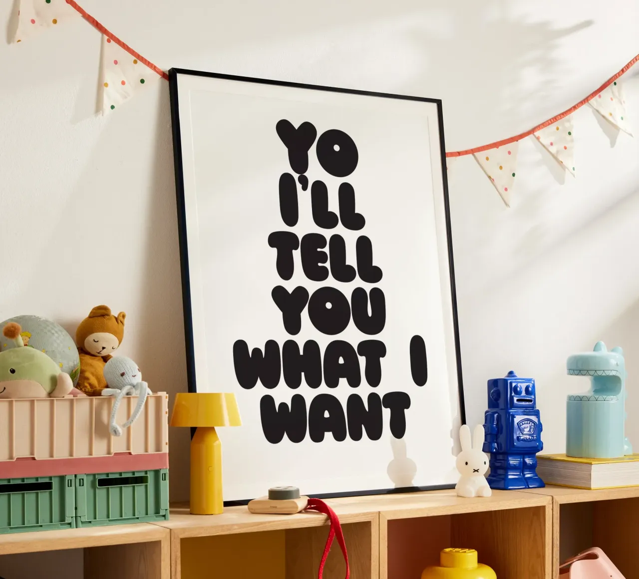 Wannabee I poster with wooden frame by Verplanungsagentur