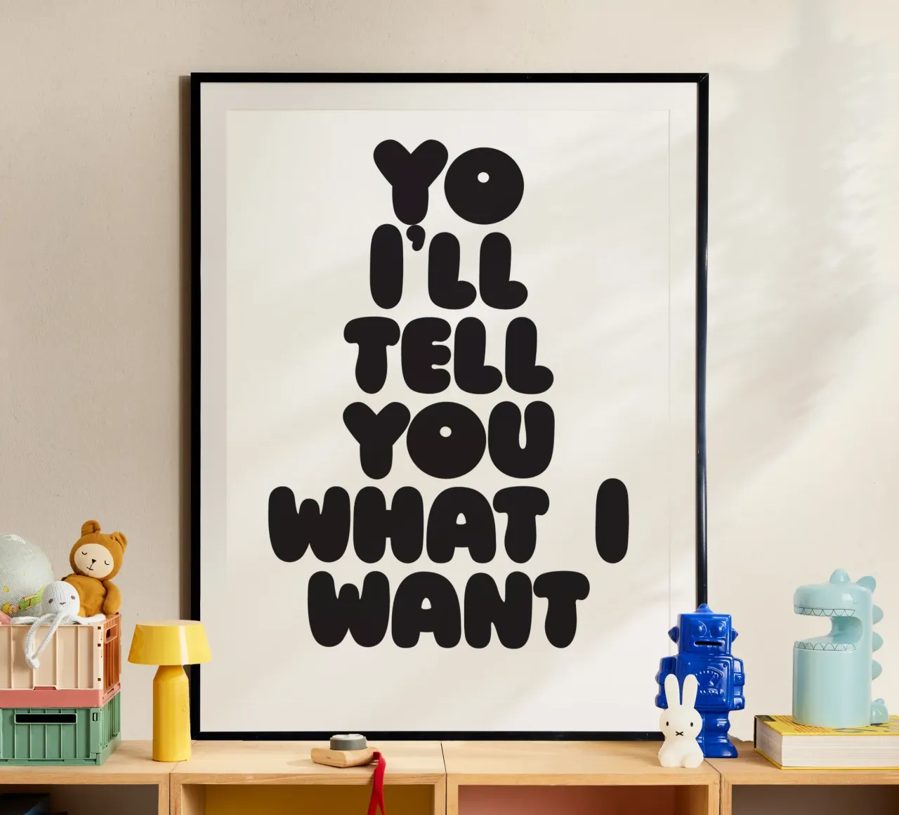 Wannabee I poster with wooden frame by Verplanungsagentur