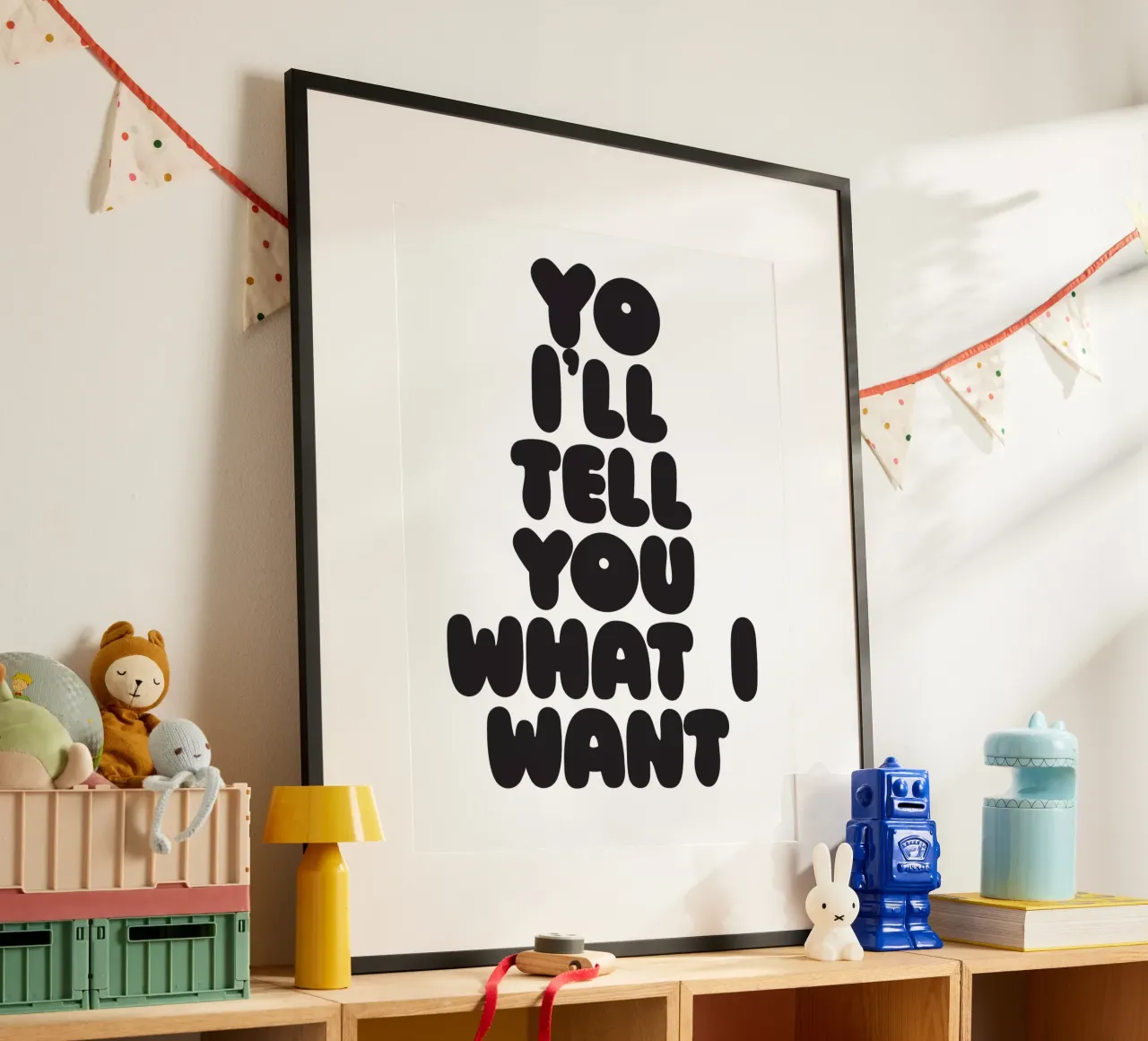 Wannabee I poster with wooden frame by Verplanungsagentur