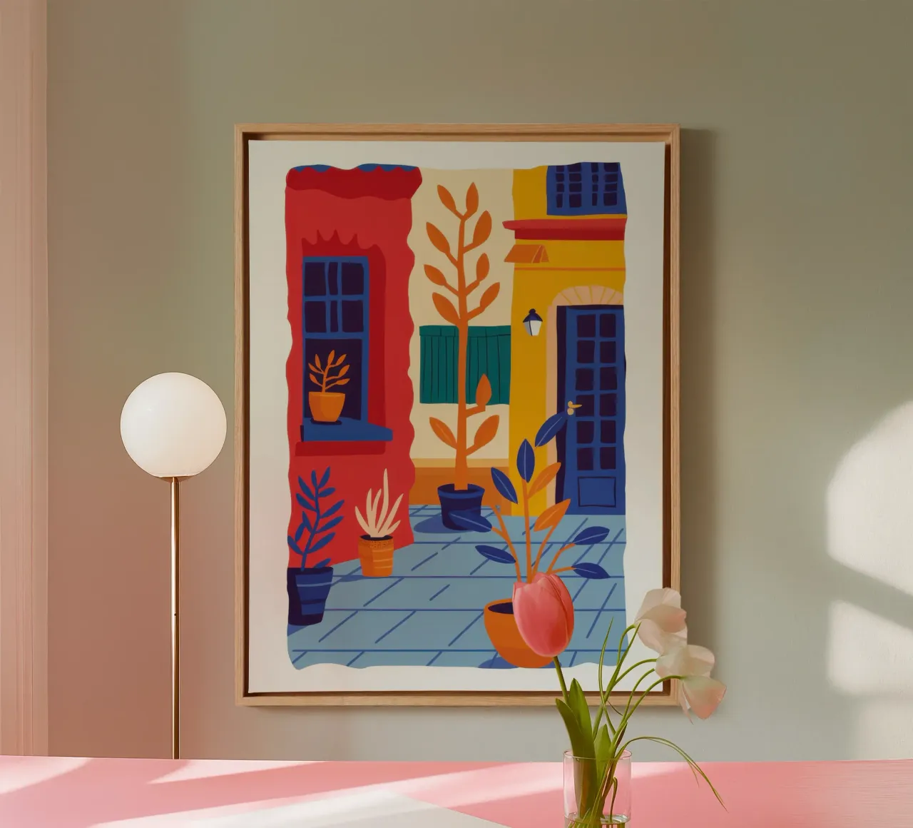 Levendig stedelijk uitzicht canvas met Baklijst van Bara Suara