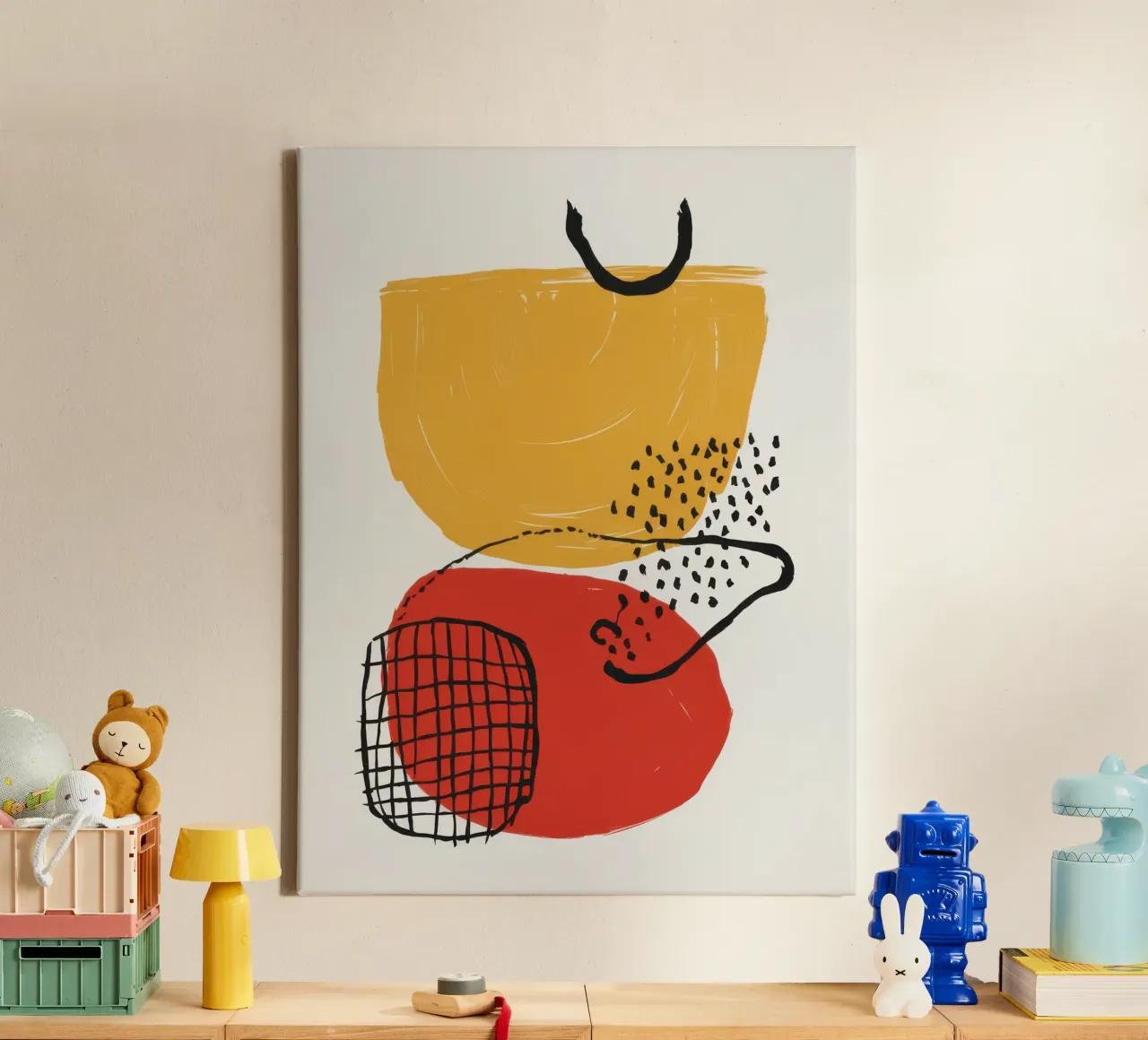 Dialogo tra forme e linee tela con Cornice a cassetta da Bara Suara