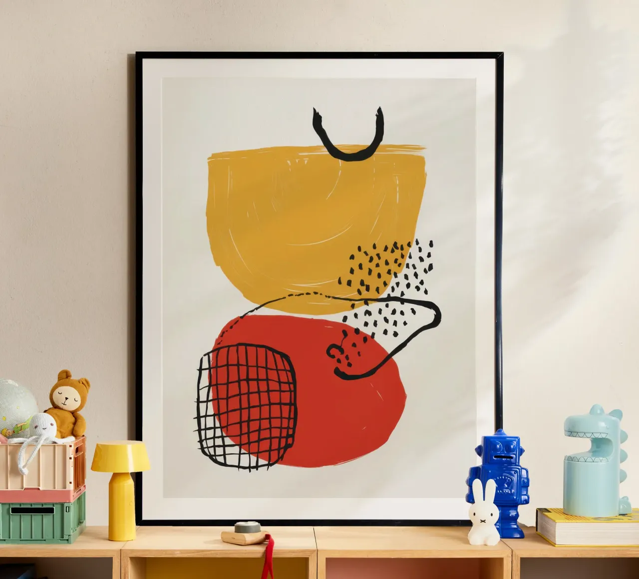 Dialogo tra forme e linee poster con telaio in legno da Bara Suara