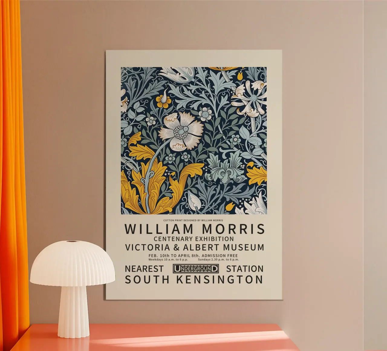 Stampa su cotone disegnata da William Morris poster con telaio in plastica da Bloom and Leaf