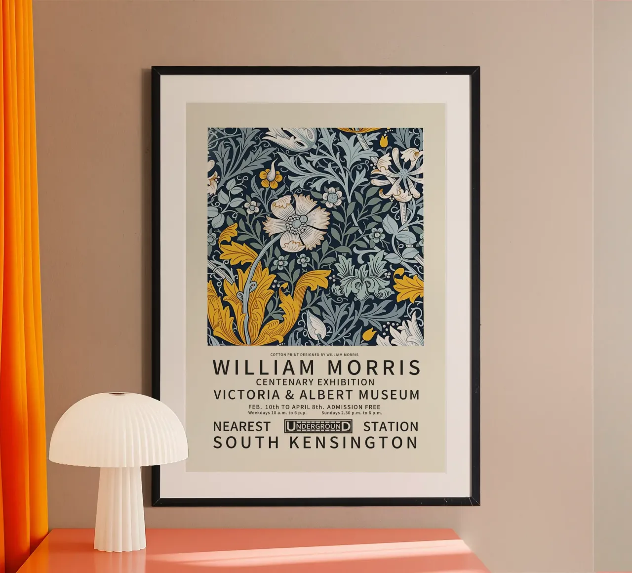 Stampa su cotone disegnata da William Morris poster con telaio in plastica da Bloom and Leaf