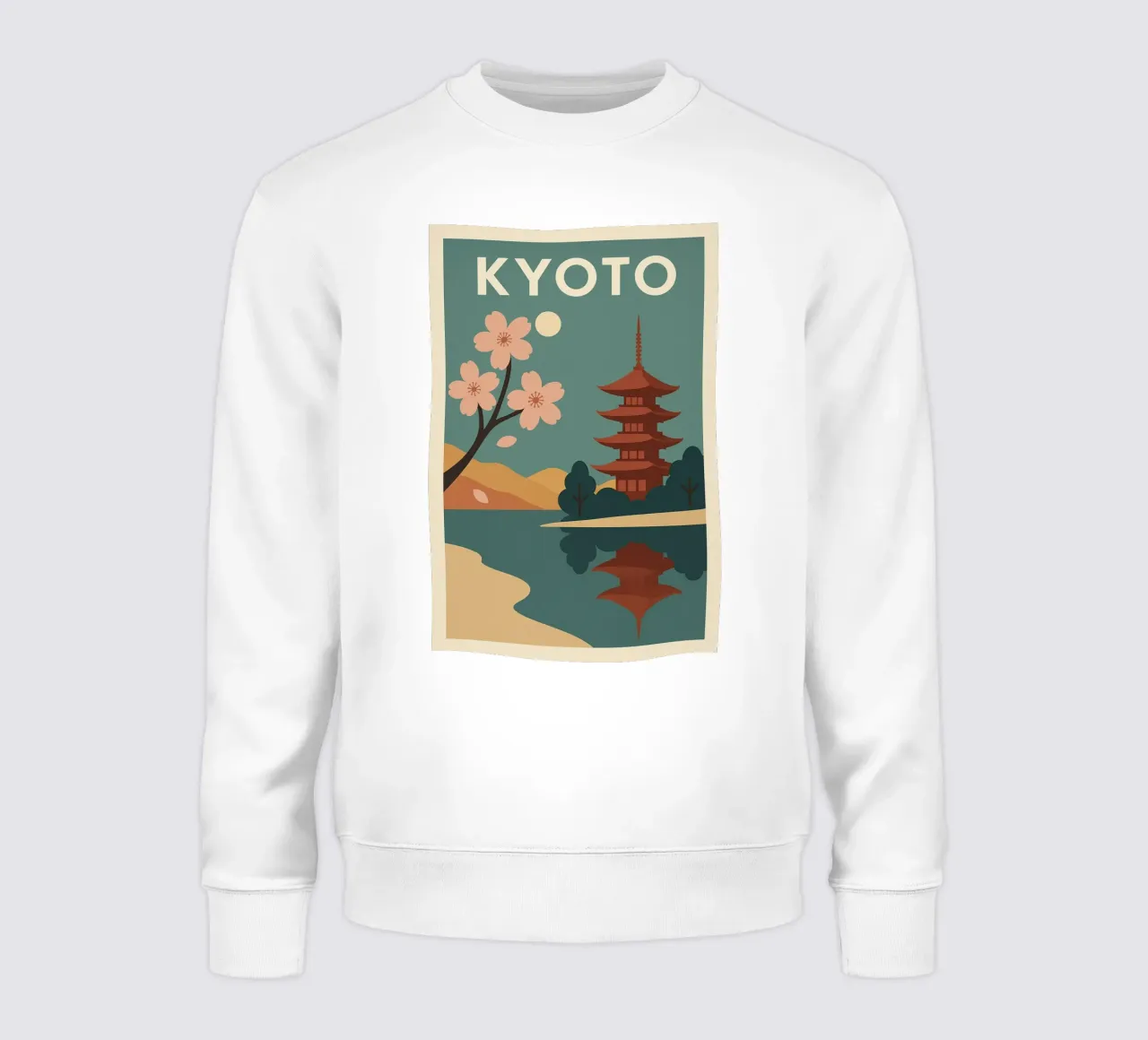 KYOTO - Poster d'epoca con fiori di ciliegio e pagode felpa da JETLAG | affiches voyage