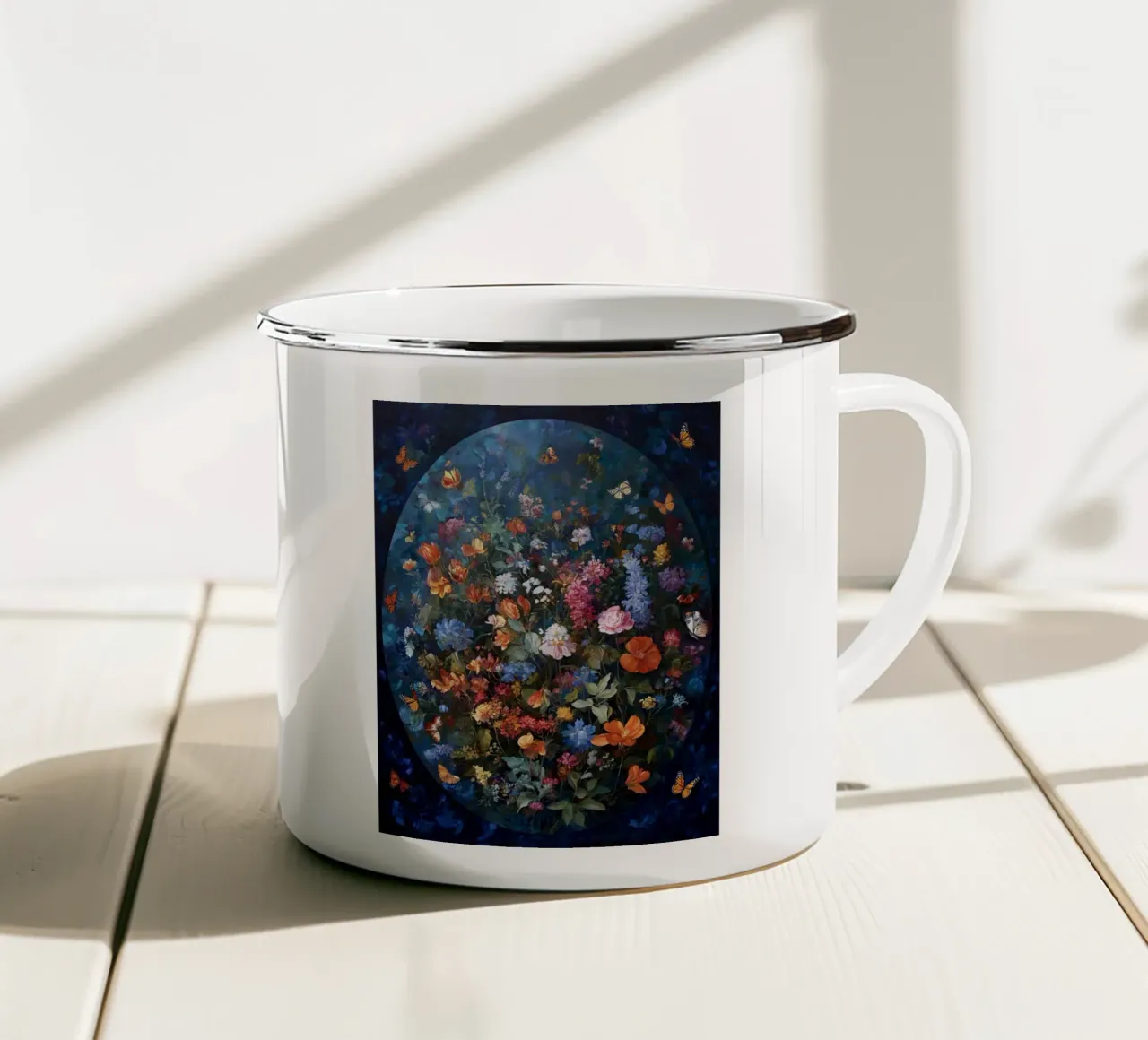 Pittura di fiori (1) tazza in smalto da Motivate-Today