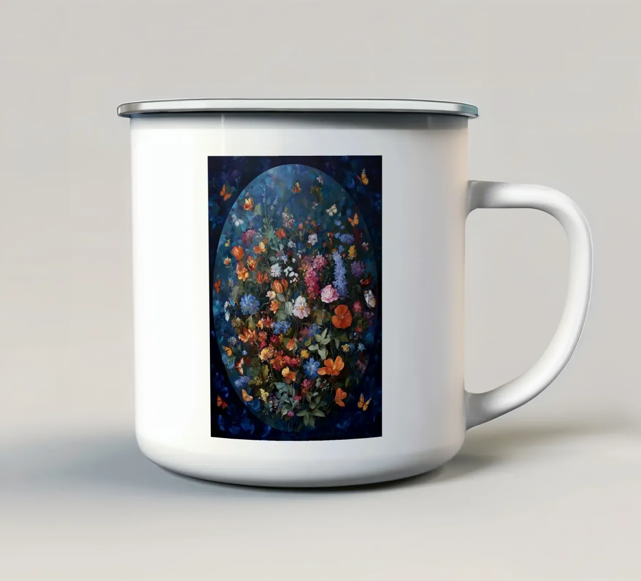 Pittura di fiori (1) tazza in smalto da Motivate-Today