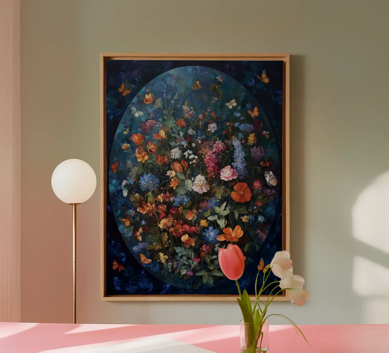 Pittura di fiori (1) tela con Cornice a cassetta da Motivate-Today