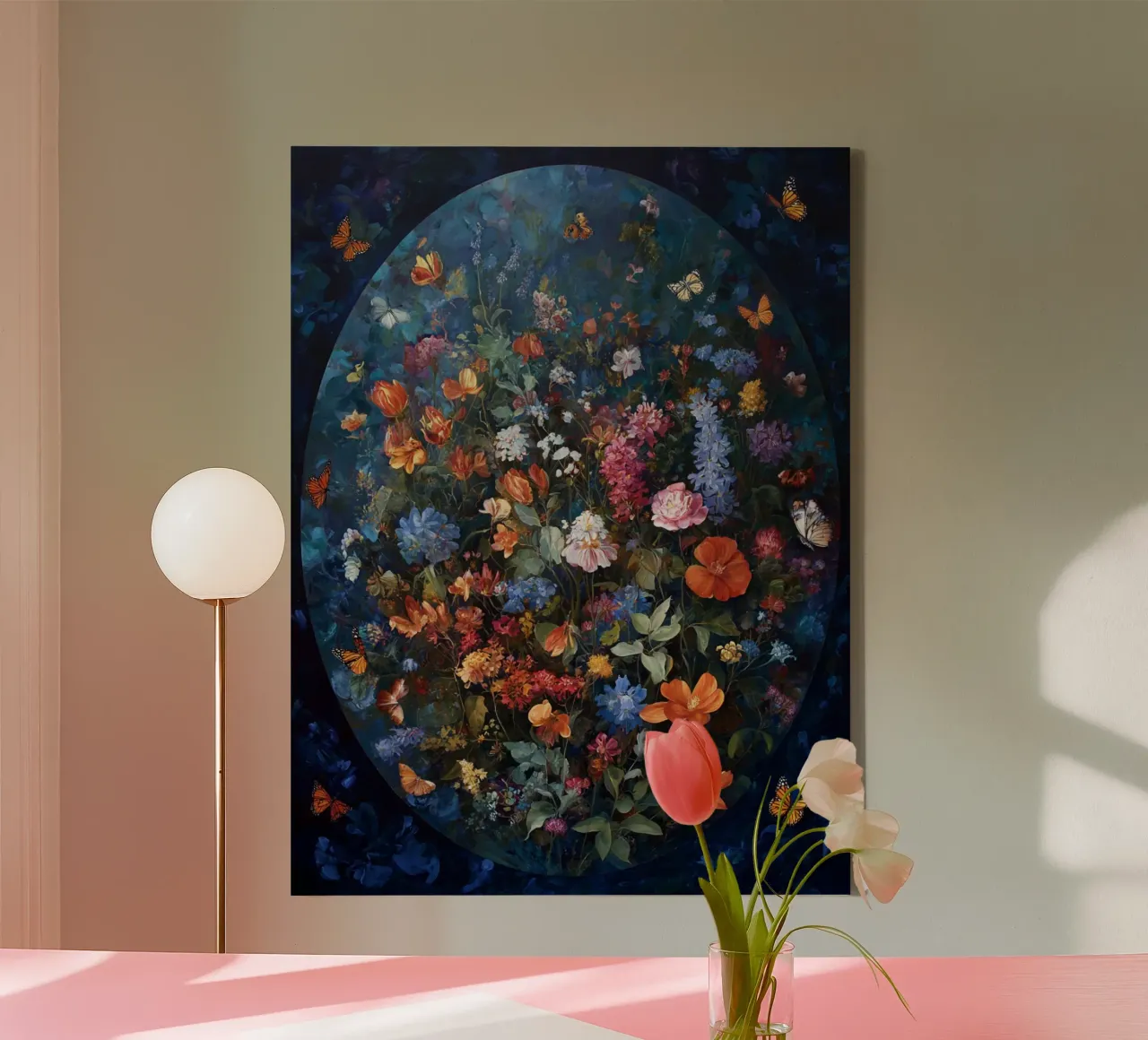 Pittura di fiori (1) tela con Cornice a cassetta da Motivate-Today