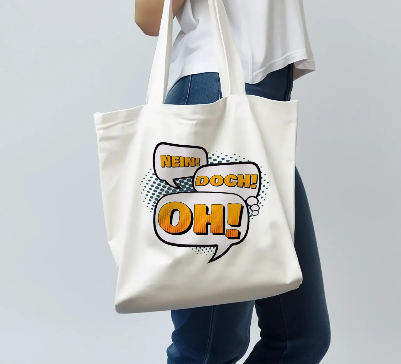 No! Sì! Oh! borsa in juta da Black Sign Artwork