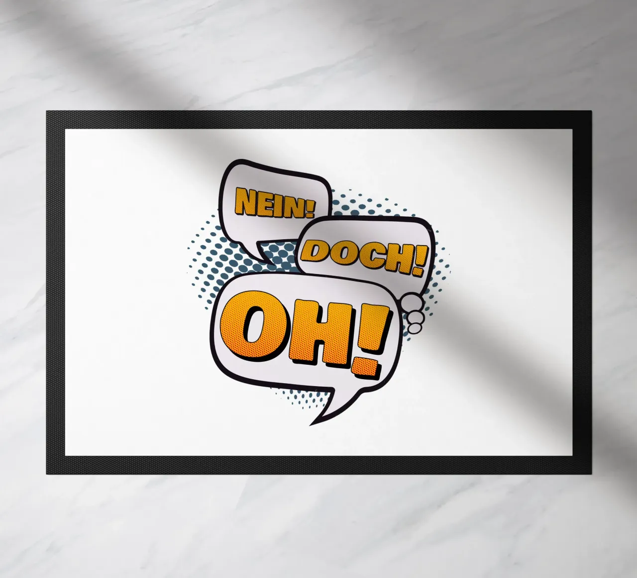 No! Yes! Oh! doormat by Black Sign Artwork