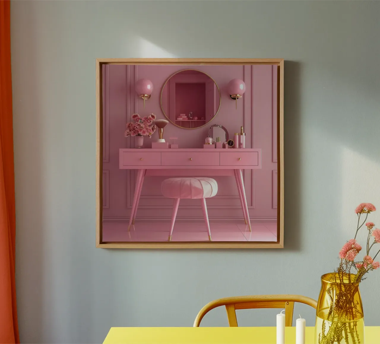 Blush & Bubbles canvas with Floater frame by StillVibe Home