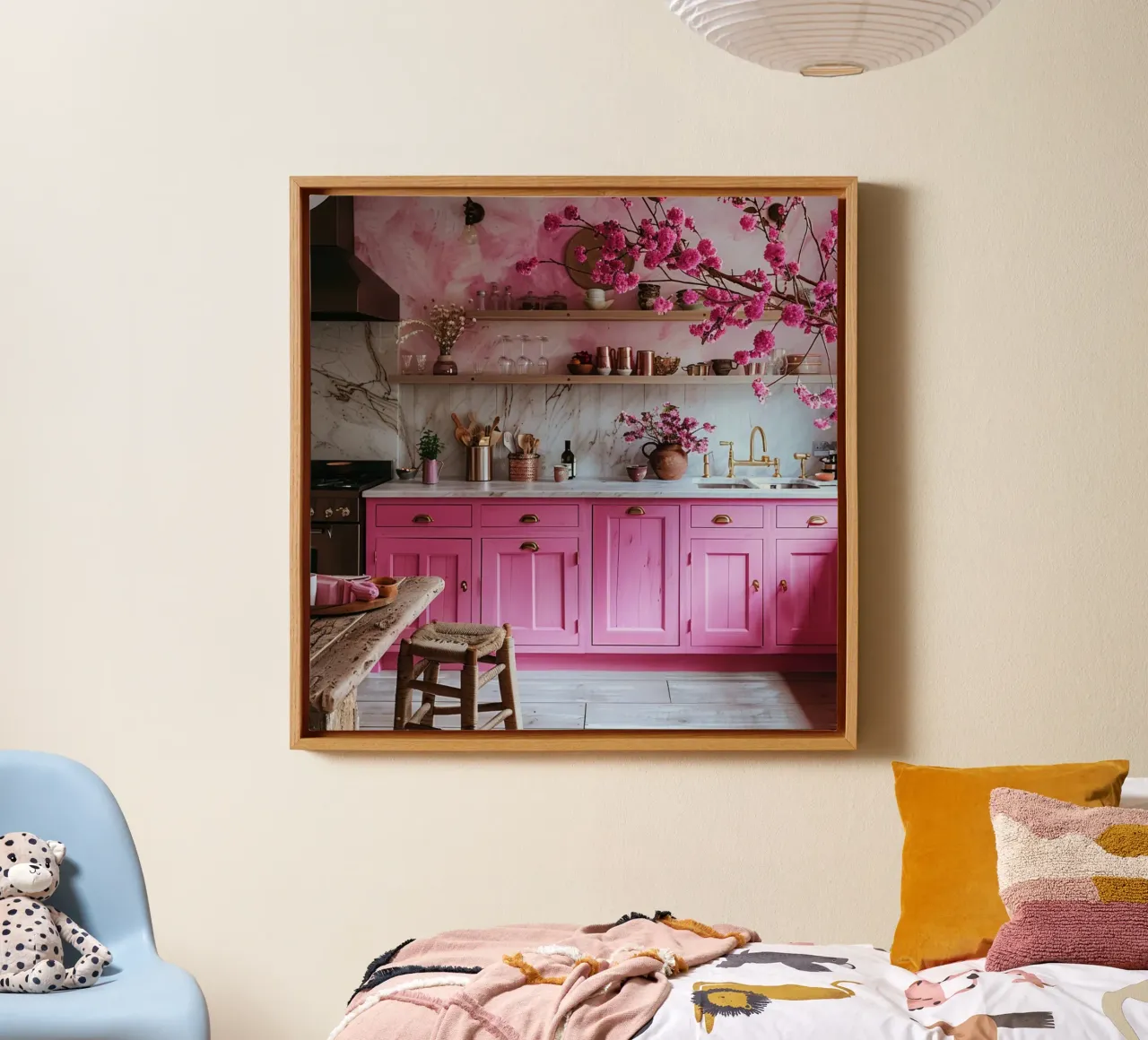 Blush & Bubbles canvas with Floater frame by StillVibe Home