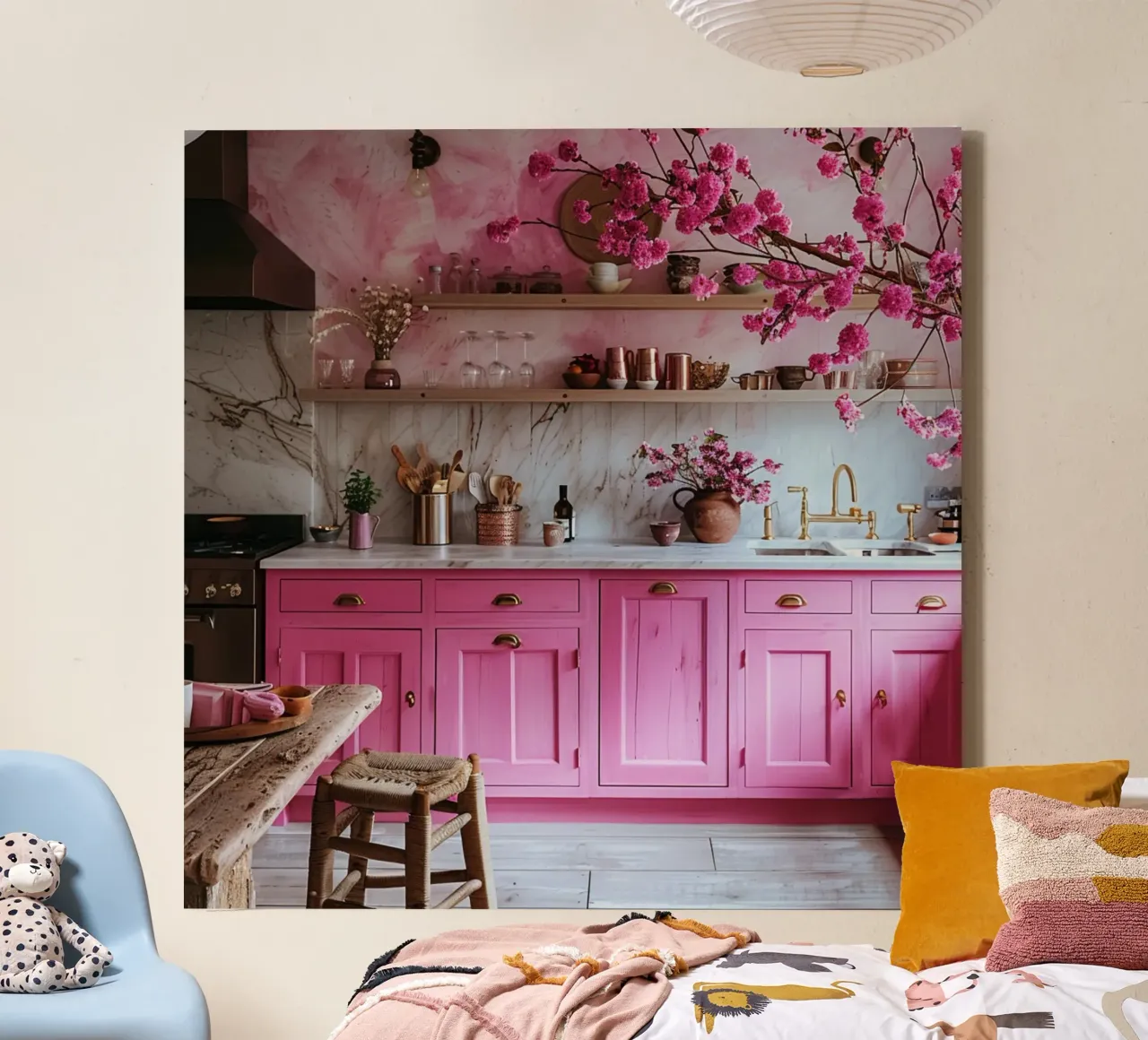 Blush & Bubbles canvas with Floater frame by StillVibe Home