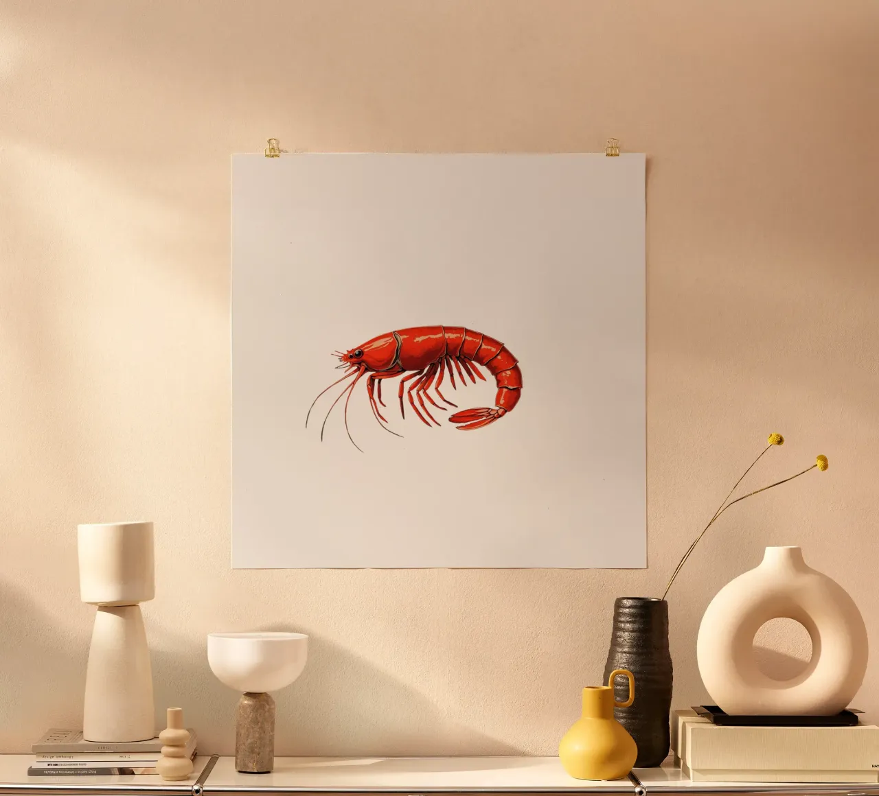 Gambero boreale poster con telaio in legno da Fies&Fein