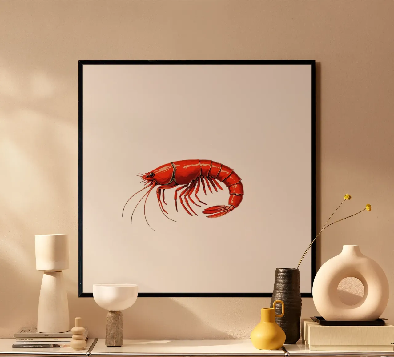 Gambero boreale poster con telaio in legno da Fies&Fein
