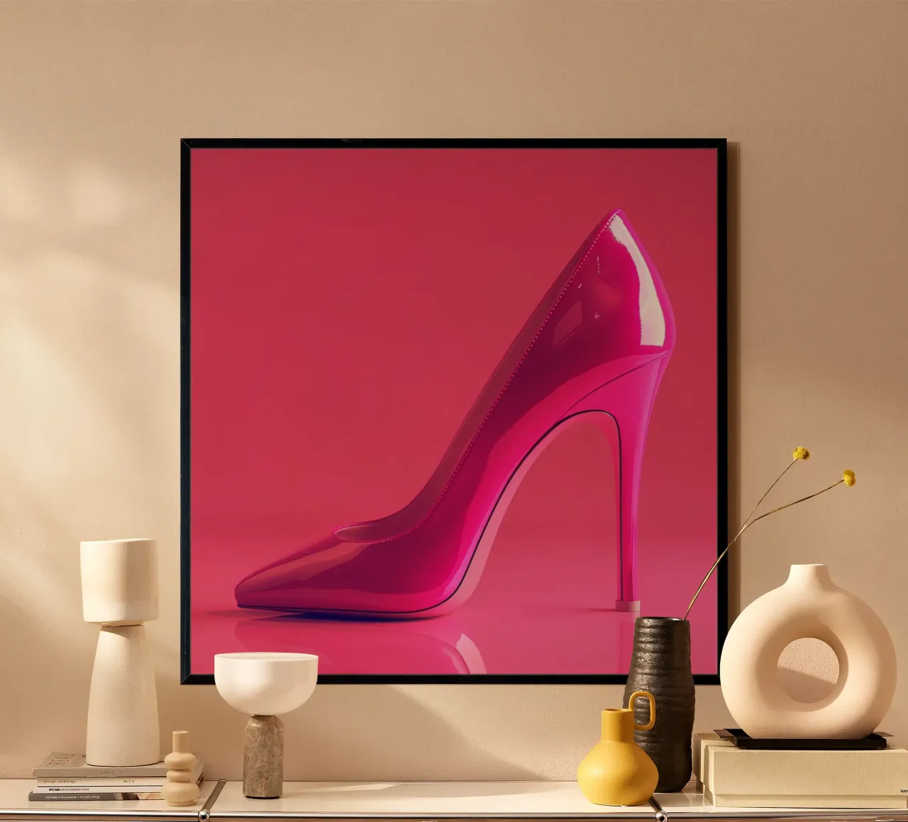 Blush & Bubbles Poster mit Holzrahmen von StillVibe Home