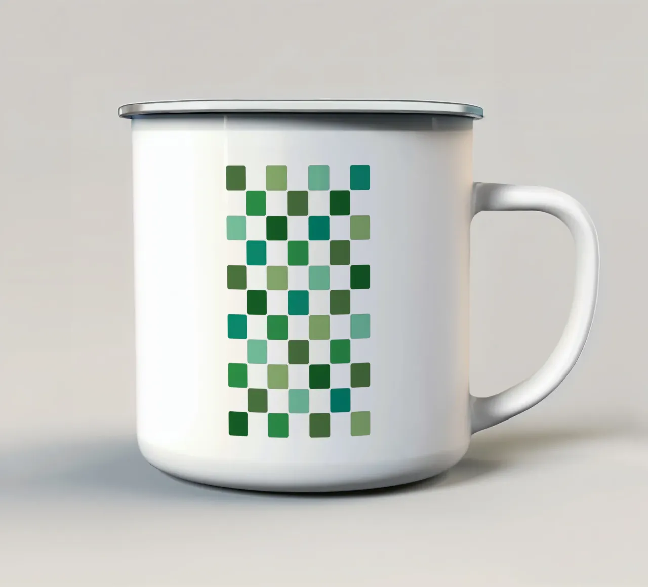 Verde a scacchi tazza in smalto da Mariel Toigo