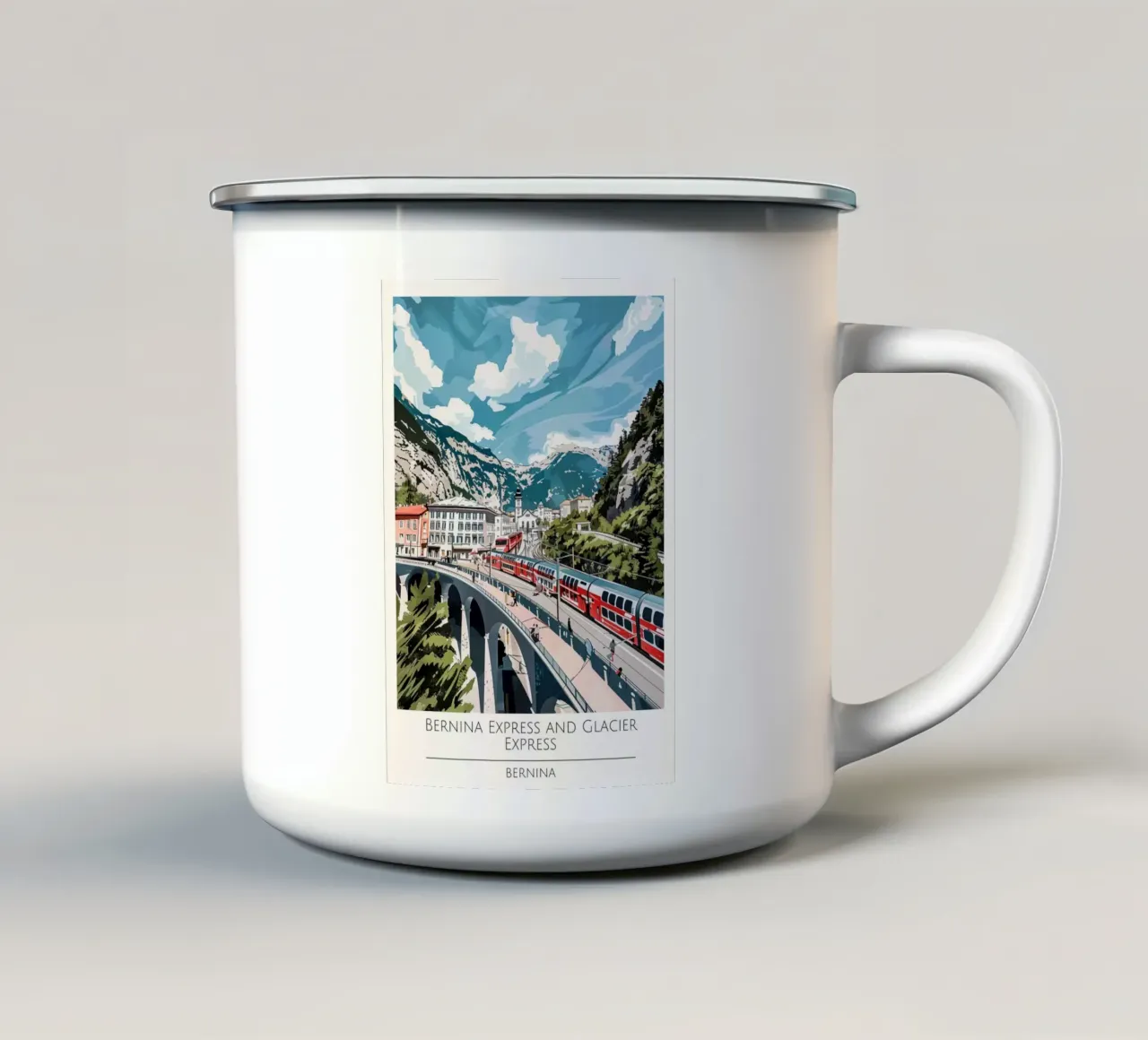 Bernina Express & Glacier Express Zwitserland Reisprint emaille mok van homdeco