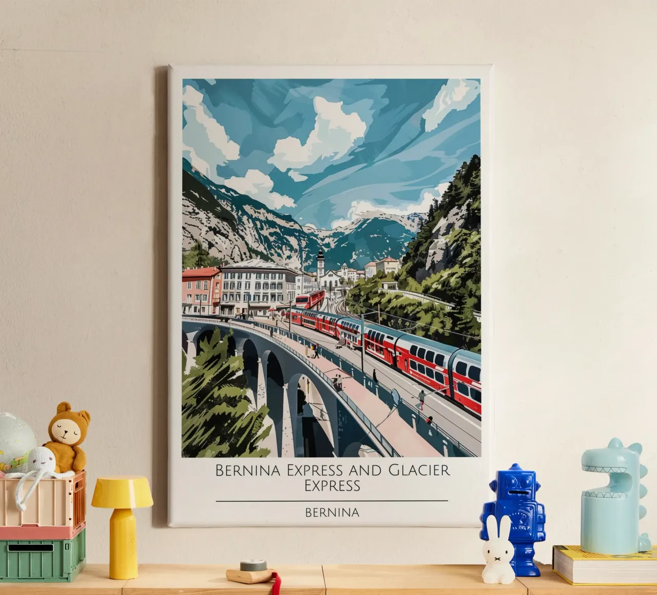 Bernina Express & Glacier Express Zwitserland Reisprint canvas met Baklijst van homdeco