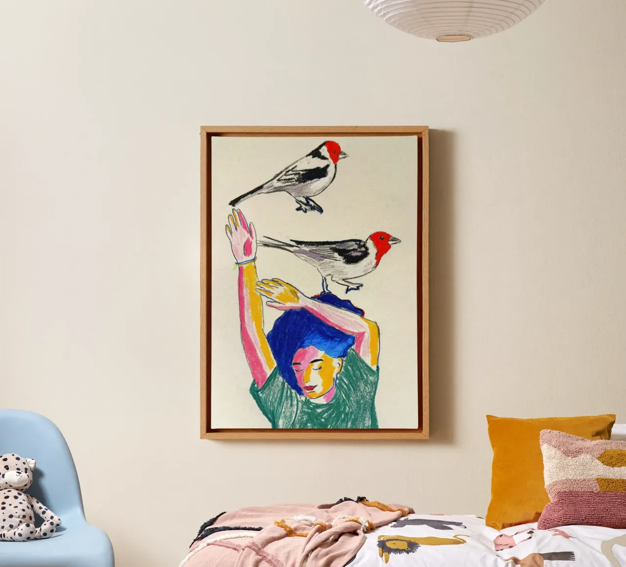 De vrouw en de roodharige vogels canvas met Baklijst van tainah negreiros