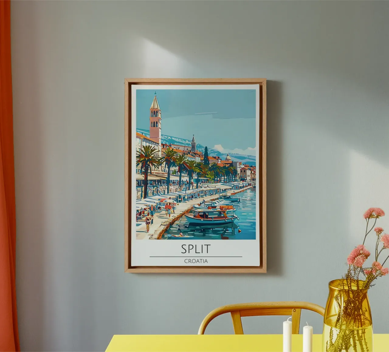 Split Kroatië Reisposter Kuststad Jachthaven canvas met Baklijst van homdeco