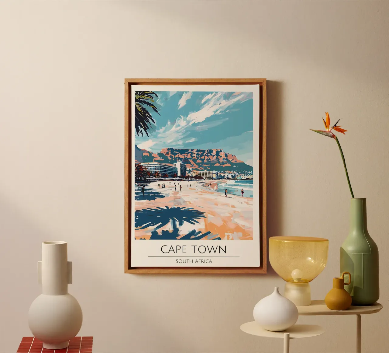 Kaapstad Zuid-Afrika Reis Poster Strand Print canvas met Baklijst van homdeco