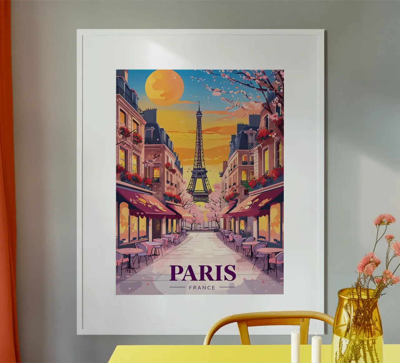 Parigi, Francia, vista stradale, Torre Eiffel poster con telaio in plastica da 🥝 KIWI STORE