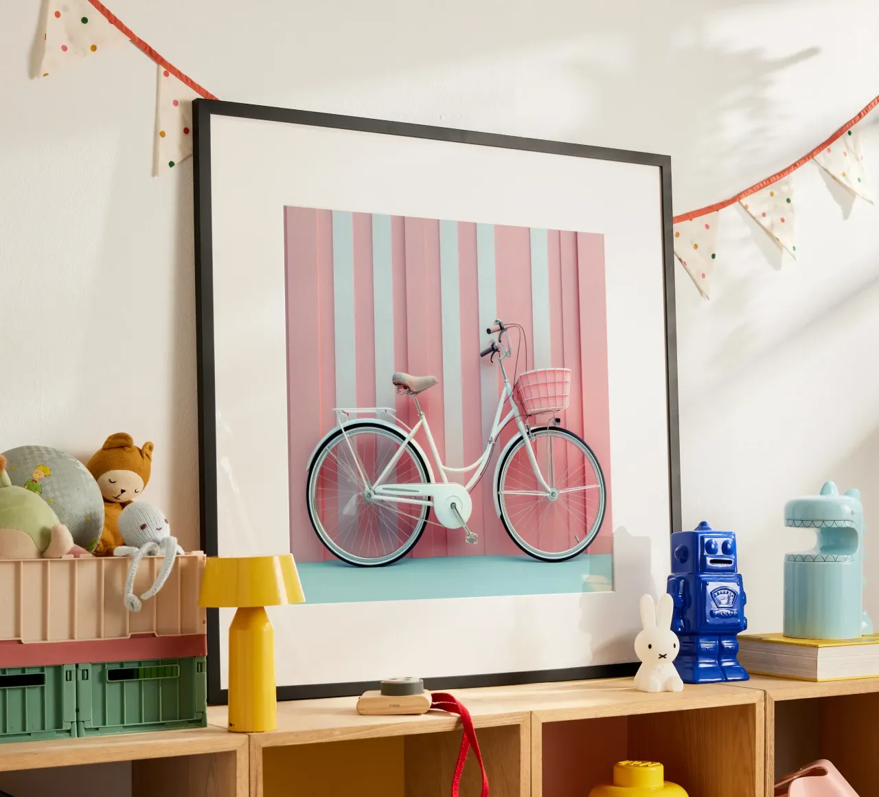 Fard e bolle di sapone poster con telaio in legno da StillVibe Home