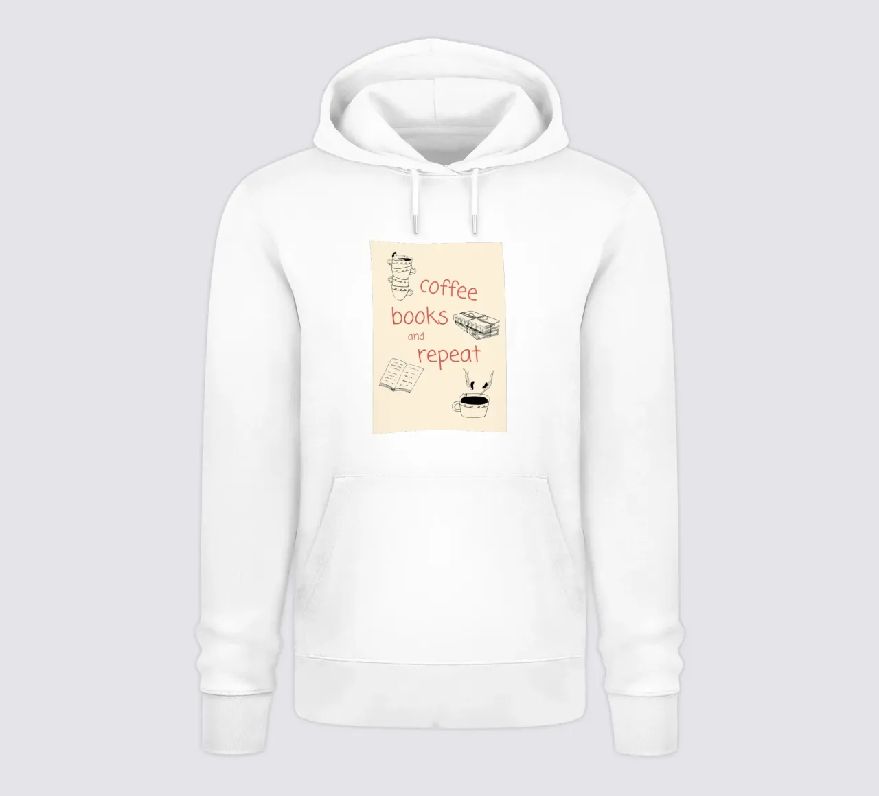 "Coffee Books and Repeat" - Accogliente poster disegnato a mano per un libro felpa con cappuccio da vintagepod