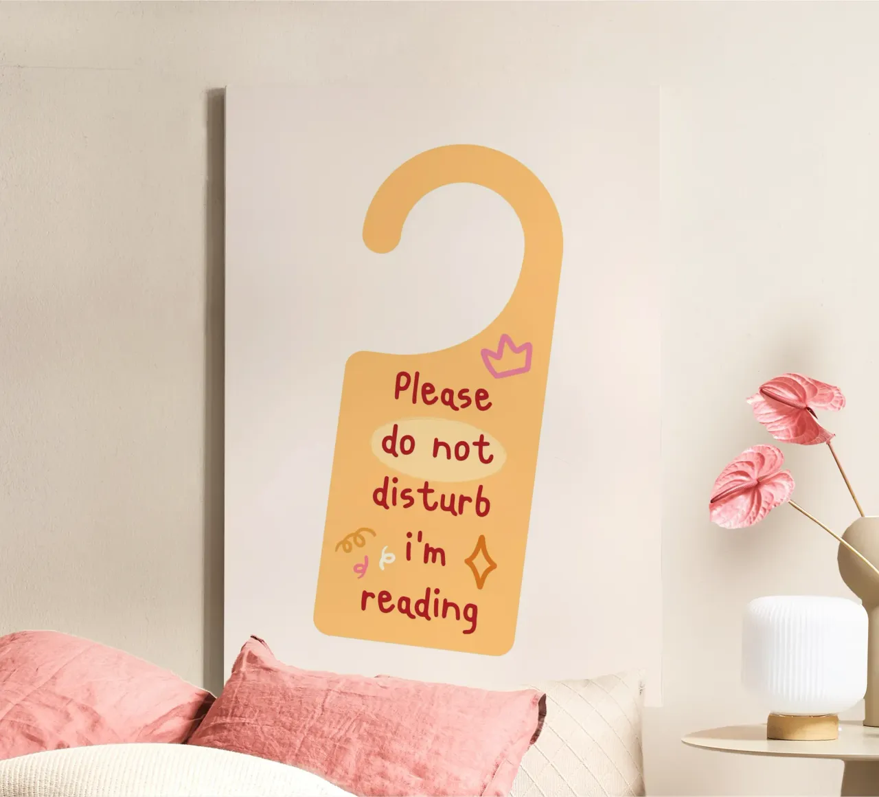 "Please Do Not Disturb" Reading Door Hanger Art Print canvas with Floater frame by vintagepod