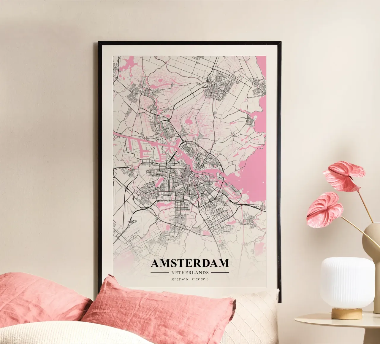 Poster Amsterdam - Design moderno e minimalista poster con telaio in plastica da CityMapPoster