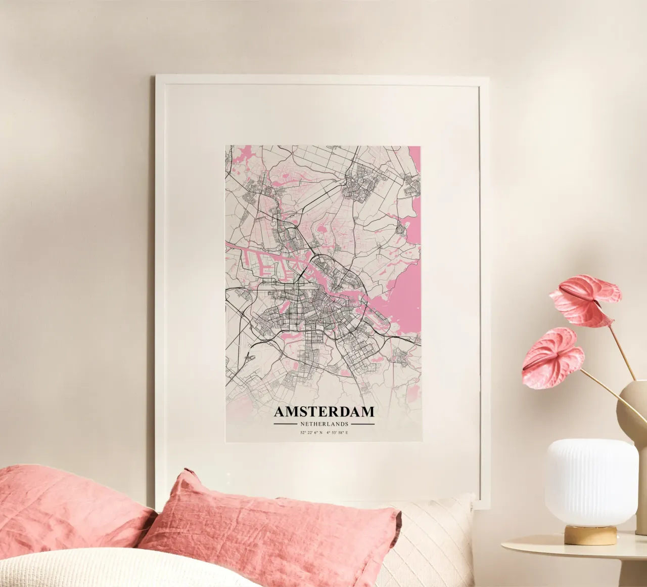 Poster Amsterdam - Design moderno e minimalista poster con telaio in plastica da CityMapPoster
