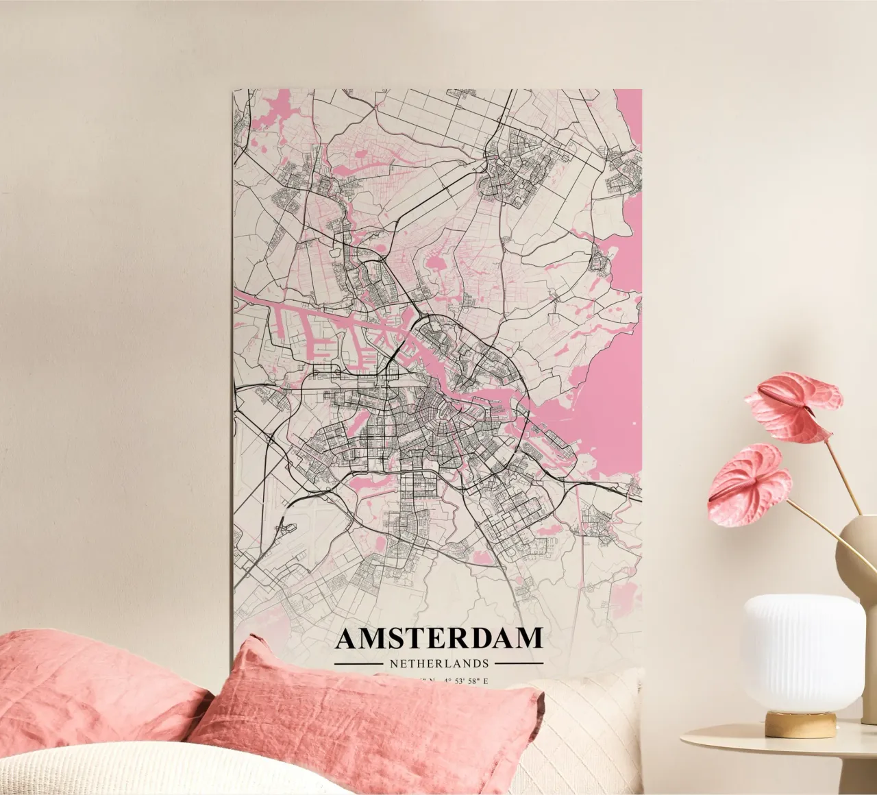 Poster Amsterdam - Design moderno e minimalista poster con telaio in plastica da CityMapPoster