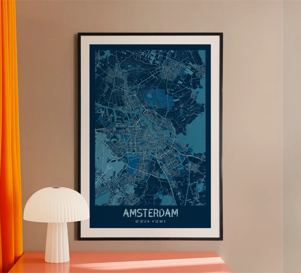 Amsterdam kunstdruk - Geometrische stadsplattegrond poster van CityMapPoster