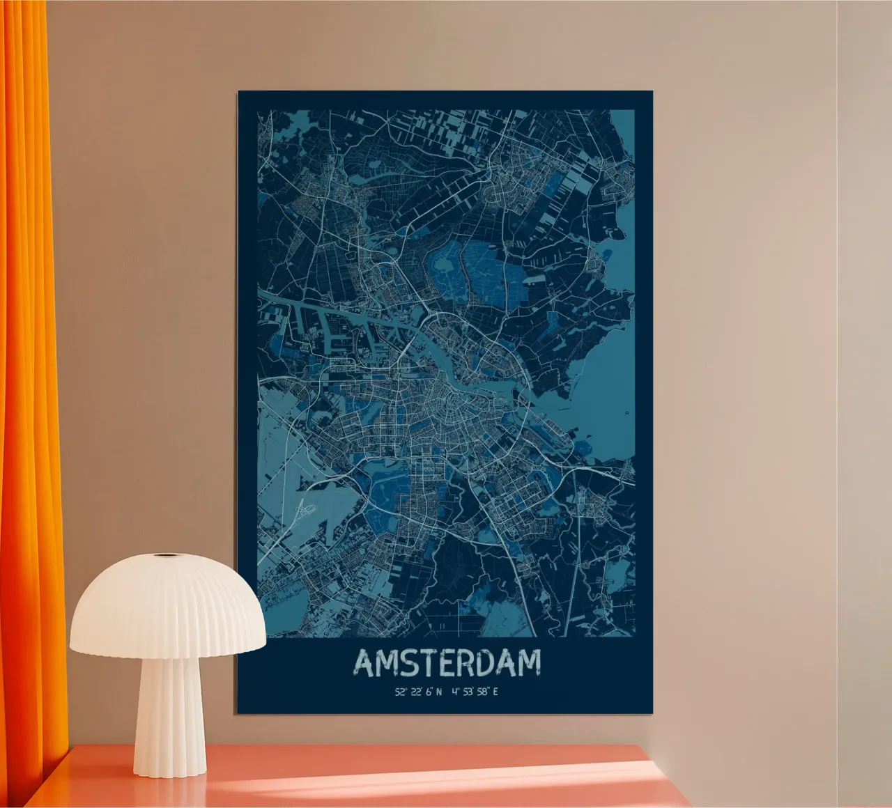 Amsterdam kunstdruk - Geometrische stadsplattegrond poster van CityMapPoster
