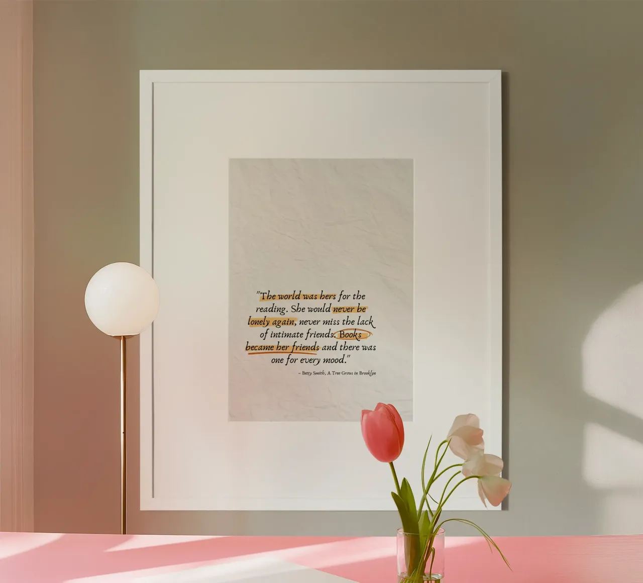"Poster con citazione letteraria "Un albero cresce a Brooklyn poster con telaio in alluminio da vintagepod