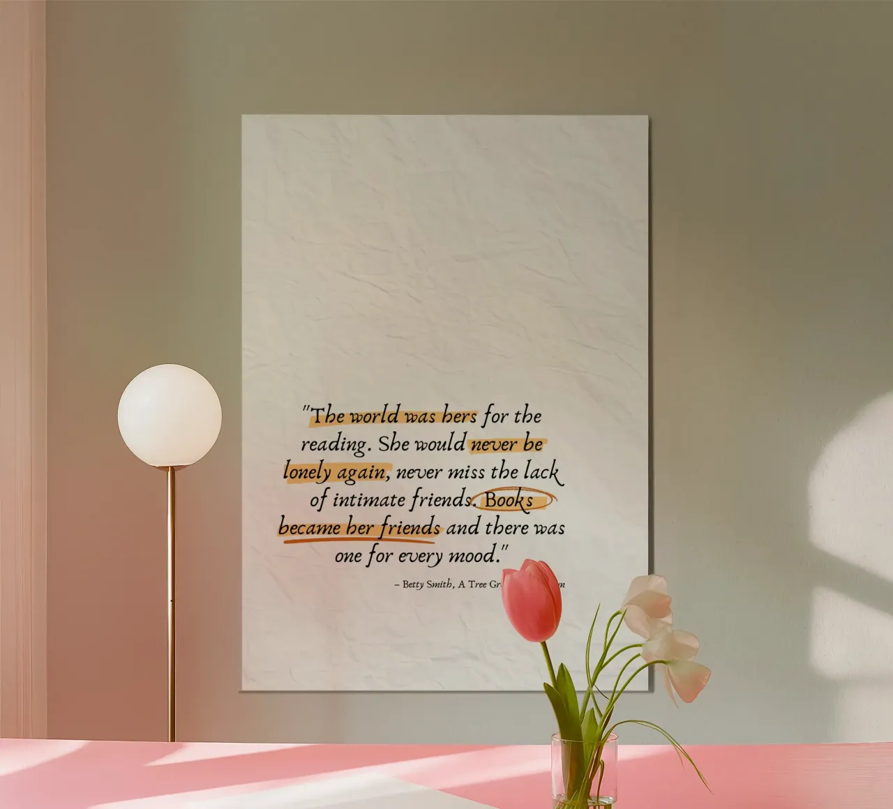 "Poster con citazione letteraria "Un albero cresce a Brooklyn poster con telaio in alluminio da vintagepod
