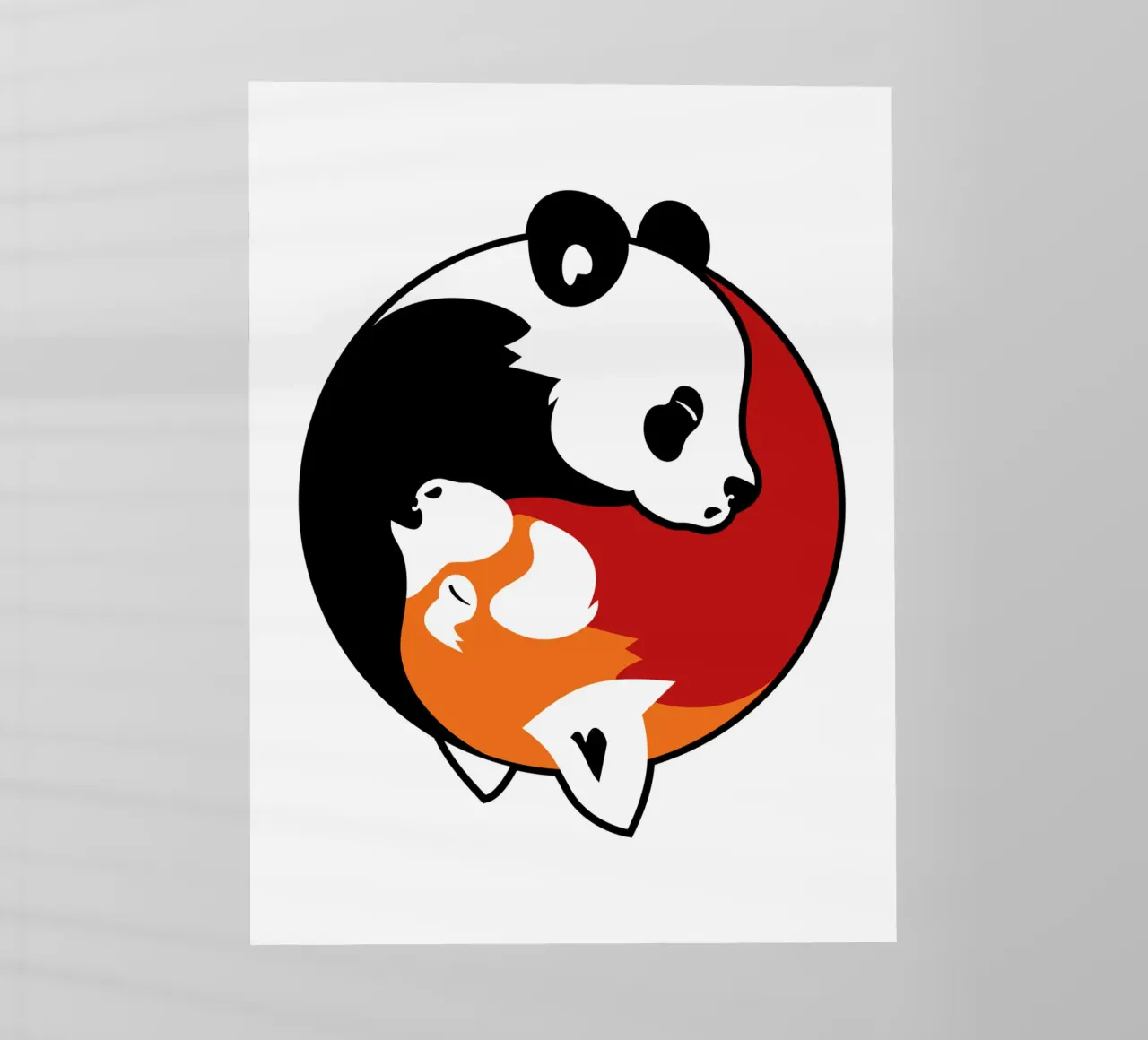 Pandas Yin Yang lámina retroiluminada de Mariel Toigo