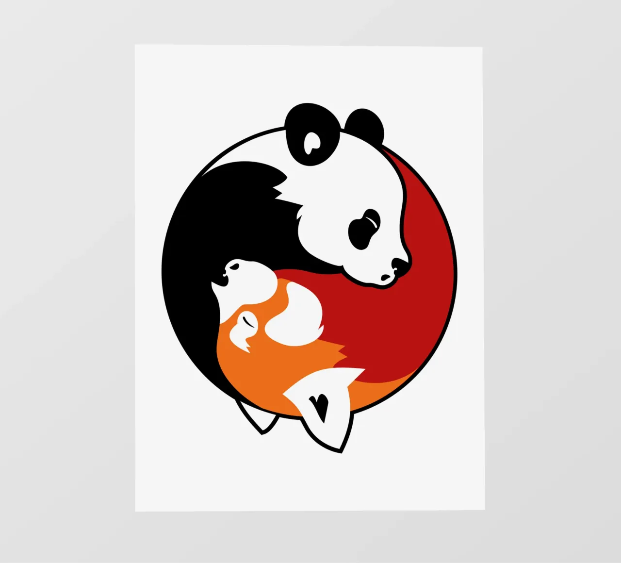 Pandas Yin Yang lámina retroiluminada de Mariel Toigo