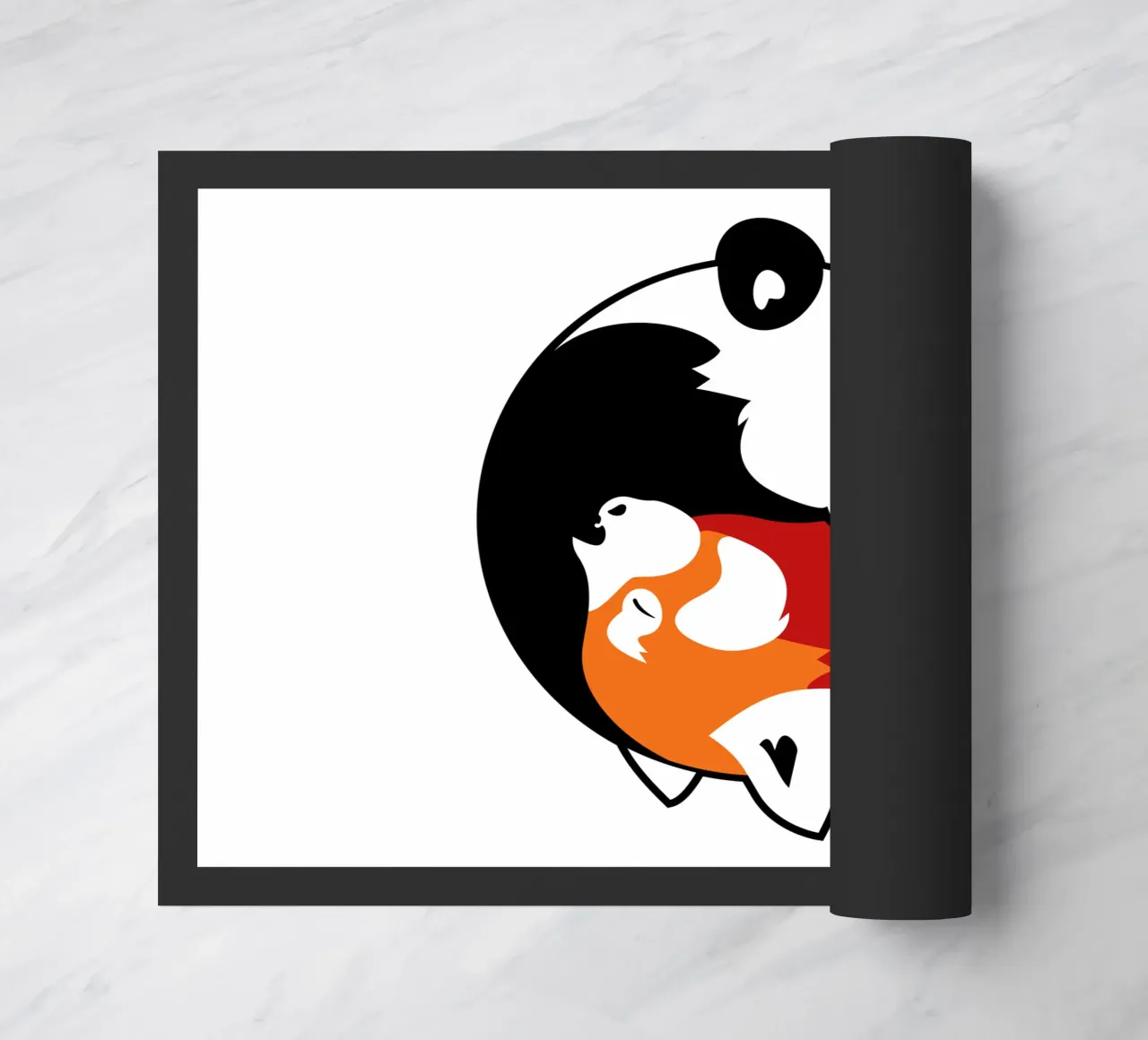 Pandas Yin Yang felpudo de Mariel Toigo